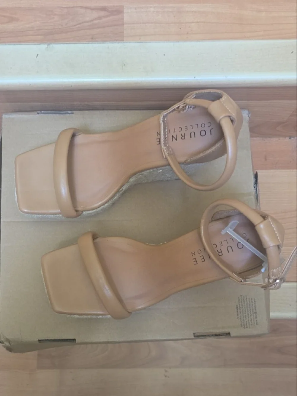 NIB..Neutral Tan Espadrille Wedge Sandals with Ankle Strap
